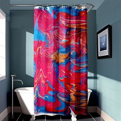 Abstract Flames Shower Curtain 36  X 72  (stall)  by kaleidomarblingart