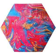 Abstract Flames Wooden Puzzle Hexagon by kaleidomarblingart