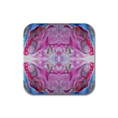 Painted Gem Rubber Square Coaster (4 Pack)  by kaleidomarblingart