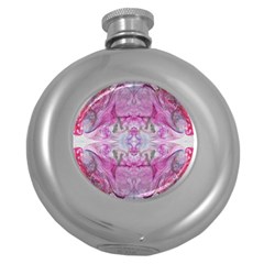 Painted Gem Round Hip Flask (5 Oz) by kaleidomarblingart