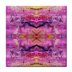 Magenta Kaleidoscope Tile Coaster by kaleidomarblingart