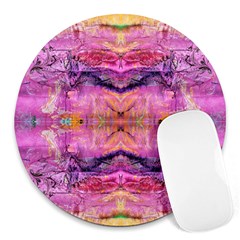 Magenta Kaleidoscope Round Mousepads by kaleidomarblingart