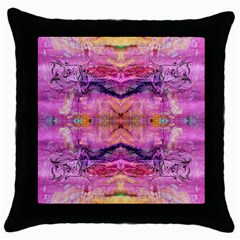 Magenta Kaleidoscope Throw Pillow Case (black) by kaleidomarblingart