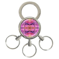 Magenta Kaleidoscope 3-ring Key Chain by kaleidomarblingart