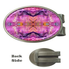 Magenta Kaleidoscope Money Clips (oval)  by kaleidomarblingart