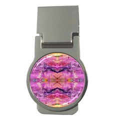 Magenta Kaleidoscope Money Clips (round)  by kaleidomarblingart