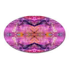 Magenta Kaleidoscope Oval Magnet by kaleidomarblingart