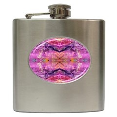 Magenta Kaleidoscope Hip Flask (6 Oz) by kaleidomarblingart