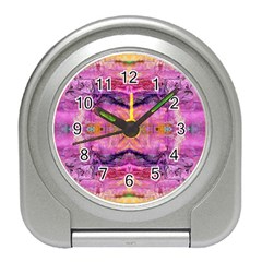 Magenta Kaleidoscope Travel Alarm Clock by kaleidomarblingart