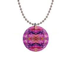 Magenta Kaleidoscope 1  Button Necklace by kaleidomarblingart