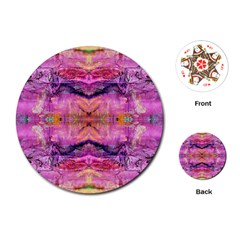 Magenta Kaleidoscope Playing Cards Single Design (round) by kaleidomarblingart