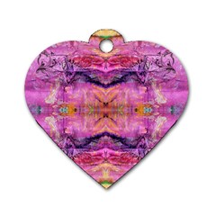 Magenta Kaleidoscope Dog Tag Heart (two Sides) by kaleidomarblingart