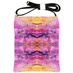 Magenta Kaleidoscope Shoulder Sling Bag by kaleidomarblingart