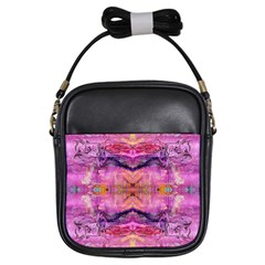 Magenta Kaleidoscope Girls Sling Bag by kaleidomarblingart