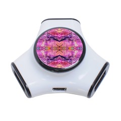 Magenta Kaleidoscope 3-port Usb Hub by kaleidomarblingart