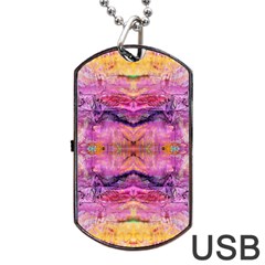 Magenta Kaleidoscope Dog Tag Usb Flash (one Side) by kaleidomarblingart