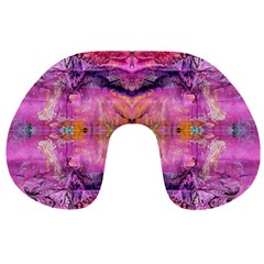 Magenta Kaleidoscope Travel Neck Pillow by kaleidomarblingart