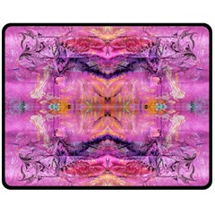 Magenta Kaleidoscope Double Sided Fleece Blanket (medium)  by kaleidomarblingart