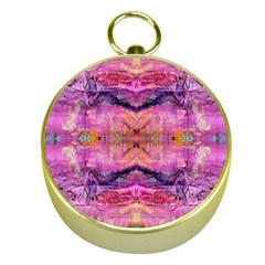 Magenta Kaleidoscope Gold Compasses by kaleidomarblingart