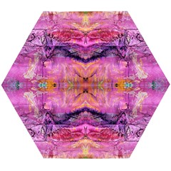 Magenta Kaleidoscope Wooden Puzzle Hexagon by kaleidomarblingart