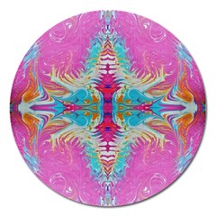 Indian Summer I Magnet 5  (round) by kaleidomarblingart