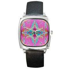 Indian Summer I Square Metal Watch by kaleidomarblingart