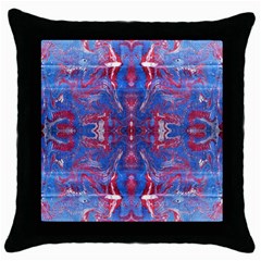 Red Blue Repeats Throw Pillow Case (Black)