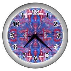 Red Blue Repeats Wall Clock (Silver)