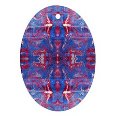 Red Blue Repeats Oval Ornament (Two Sides)