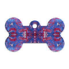 Red Blue Repeats Dog Tag Bone (One Side)