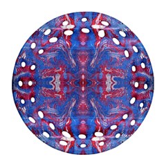 Red Blue Repeats Ornament (Round Filigree)