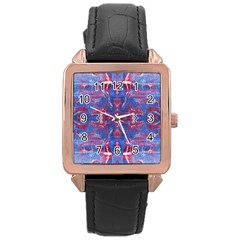 Red Blue Repeats Rose Gold Leather Watch 