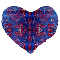 Red Blue Repeats Large 19  Premium Flano Heart Shape Cushions