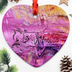 Magenta On Ochre Abstract  Ornament (heart) by kaleidomarblingart