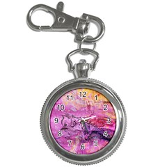 Magenta On Ochre Abstract  Key Chain Watches by kaleidomarblingart