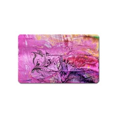 Magenta On Ochre Abstract  Magnet (name Card) by kaleidomarblingart