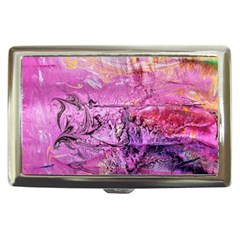 Magenta On Ochre Abstract  Cigarette Money Case by kaleidomarblingart