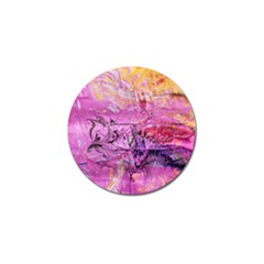 Magenta On Ochre Abstract  Golf Ball Marker by kaleidomarblingart