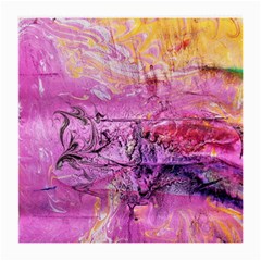 Magenta On Ochre Abstract  Medium Glasses Cloth (2 Sides) by kaleidomarblingart