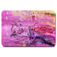 Magenta On Ochre Abstract  Large Doormat  by kaleidomarblingart