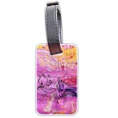 Magenta On Ochre Abstract  Luggage Tag (two Sides) by kaleidomarblingart