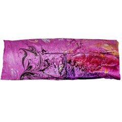 Magenta On Ochre Abstract  Body Pillow Case Dakimakura (two Sides) by kaleidomarblingart