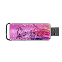 Magenta On Ochre Abstract  Portable Usb Flash (one Side) by kaleidomarblingart