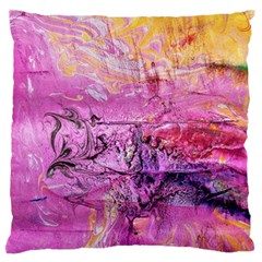 Magenta On Ochre Abstract  Large Flano Cushion Case (two Sides) by kaleidomarblingart