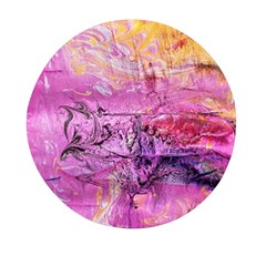 Magenta On Ochre Abstract  Mini Round Pill Box