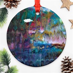 Abstract Turquoise Ornament (round) by kaleidomarblingart