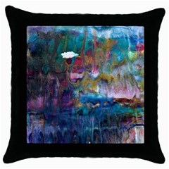 Abstract Turquoise Throw Pillow Case (black) by kaleidomarblingart