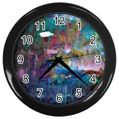 Abstract Turquoise Wall Clock (black) by kaleidomarblingart