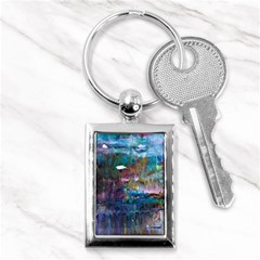 Abstract Turquoise Key Chain (rectangle) by kaleidomarblingart