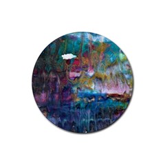 Abstract Turquoise Rubber Coaster (round)  by kaleidomarblingart